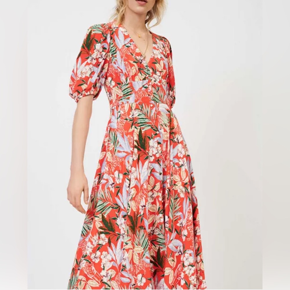 Maje Rehana Floral Printed Midi Dress